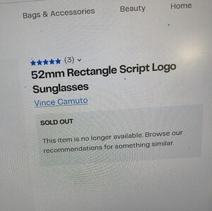 Vince Camuto Black Rectangle Script Logo Sunglasses